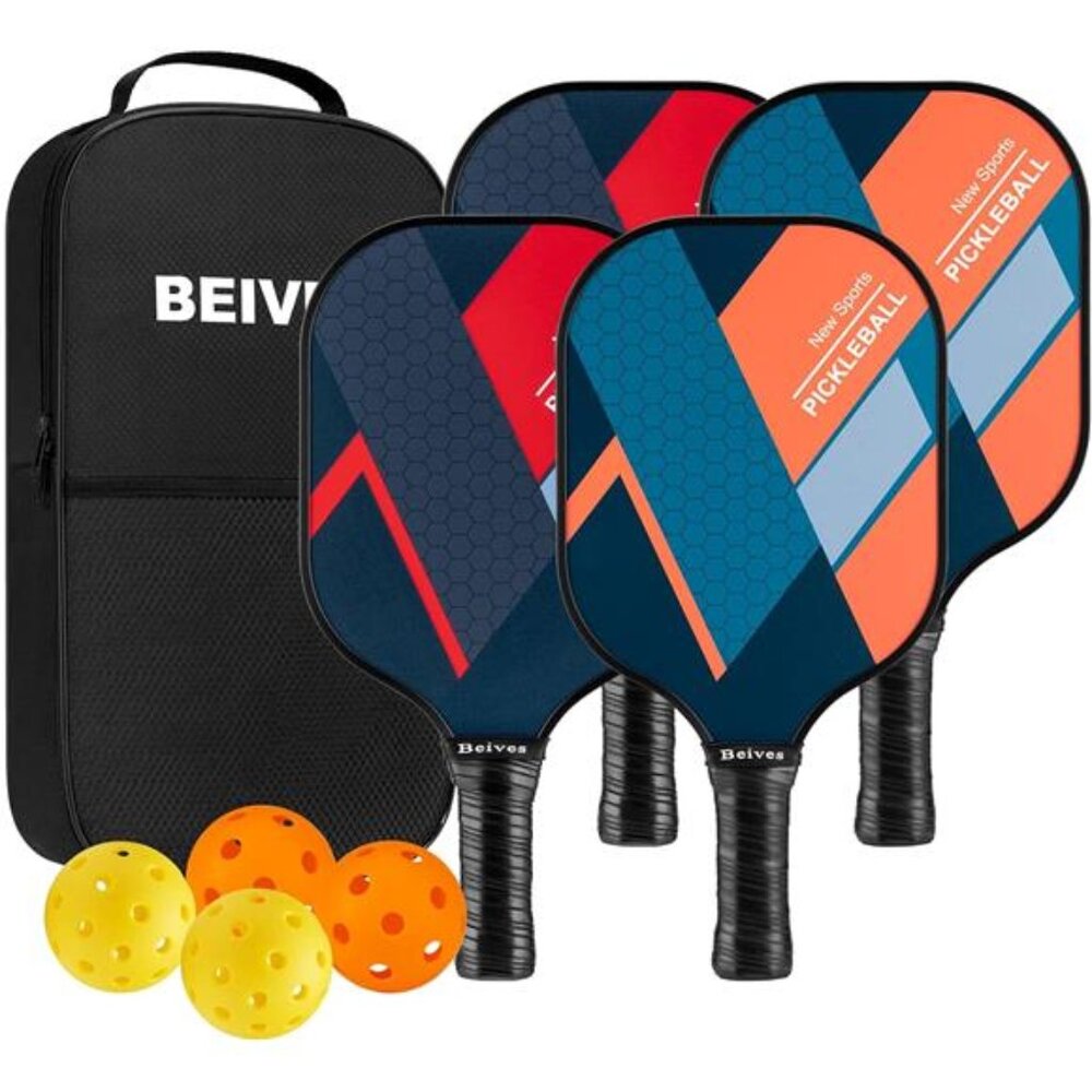 Pickleball Paddles, Fiberglass Surface Pickleball Paddles Set of 4, Pickleball